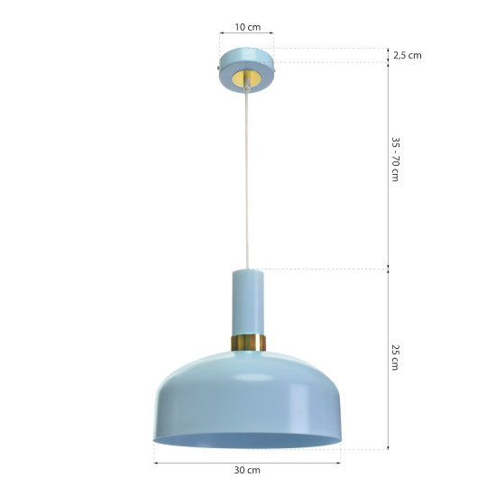 Milagro Malmo kék függesztett lámpa (MIL-MLP6201) E27 1 izzós IP20