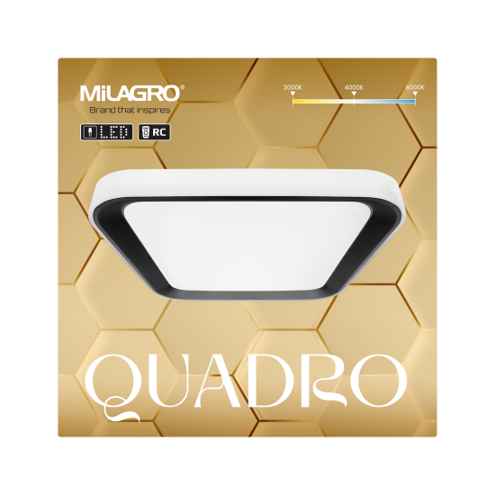 Milagro Quadro fehér-fekete távirányítós LED mennyezeti lámpa (MIL-ML7929) LED 1 izzós IP20