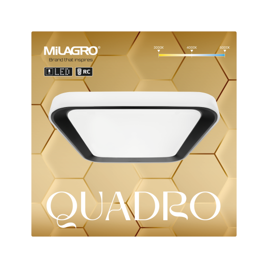 Milagro Quadro fehér-fekete távirányítós LED mennyezeti lámpa (MIL-ML7932) LED 1 izzós IP20