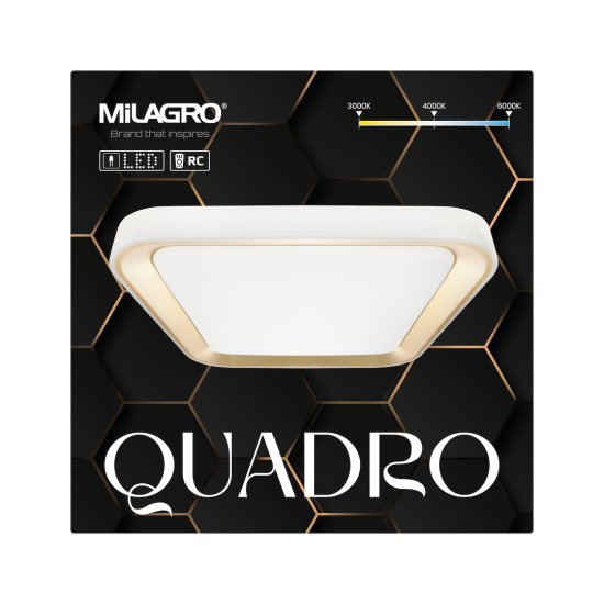 Milagro Quadro arany-fehér távirányítós LED mennyezeti lámpa (MIL-ML7933) LED 1 izzós IP20