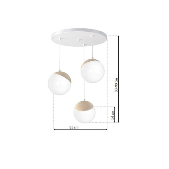 Milagro Sfera fehér függesztett lámpa (MIL-MLP5425) E14 3 izzós IP20