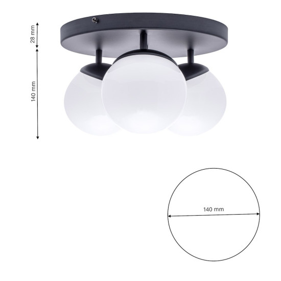 Milagro Sfera fekete-fehér mennyezeti lámpa (MIL-MLP8858) E14 3 izzós IP20
