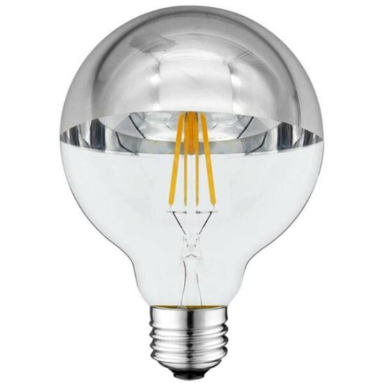 Optonica E27 LED izzó 4W 2700 Kelvin-40W-ot kiváltó-nagygömb-króm foncsorozott króm-átlátszó filament LED izzó (1887) E27