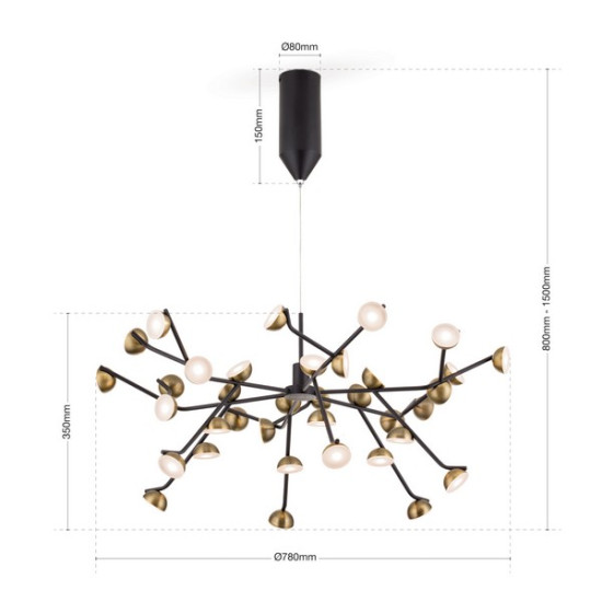 Orion Blossom fekete-réz LED csillár (ORI-LU 1733/36) LED 1 izzós IP20