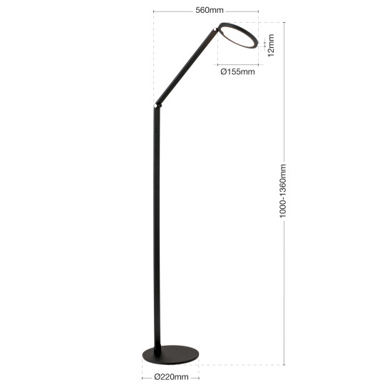 Orion Fati fekete LED állólámpa (ORI-Stl 12-1289) LED 1 izzós IP20