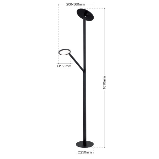 Orion Fati fekete LED állólámpa (ORI-Stl 12-1290) LED 2 izzós IP20