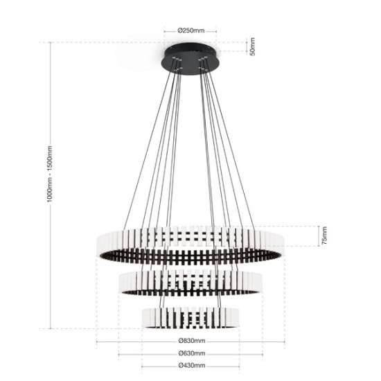 Orion Mansion fekete LED függesztett lámpa (ORI-HL 6-1696) LED 1 izzós IP20