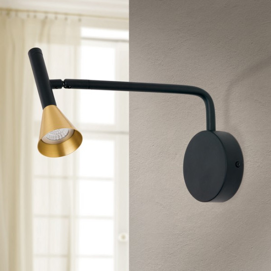 Orion Odeon fekete-sárgaréz LED falikar (ORI-WA 2-1468) LED 1 izzós IP20