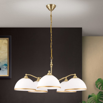 Orion Old Lamp sárgaréz-opál csillár (ORI-LU 1838/5) E27 5 izzós IP20