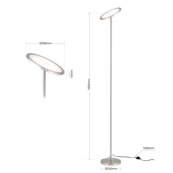 Orion Oscar szatén króm LED állólámpa (ORI-Stl 12-1182) LED 1 izzós IP20