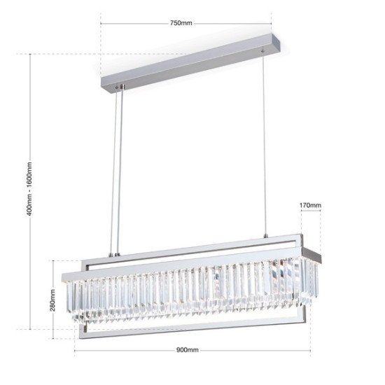 Orion Prism króm-átlátszó LED függesztett lámpa (ORI-HL 6-1701/90x17_CHR) LED 1 izzós IP20