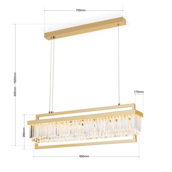 Orion Prism arany-átlátszó LED függesztett lámpa (ORI-HL 6-1701/90x17_GO) LED 1 izzós IP20