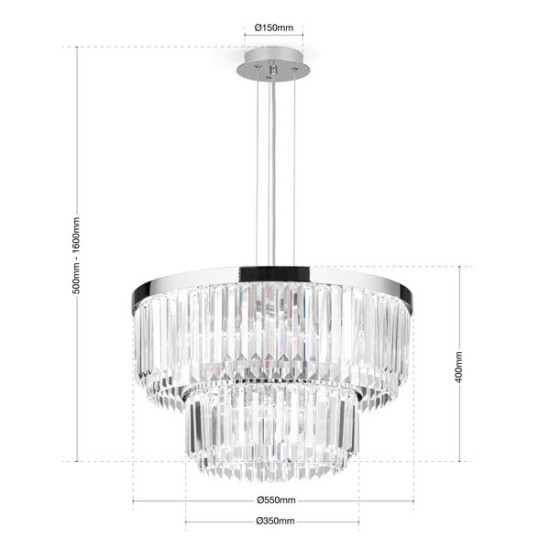 Orion Prism króm-átlátszó LED csillár (ORI-LU 2415/55_CHR) LED 1 izzós IP20