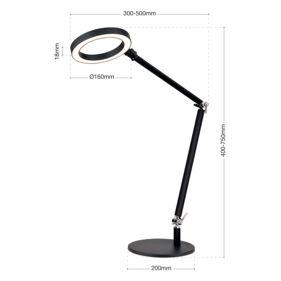 Orion Ringo fekete LED asztali lámpa (ORI-LA 4-1315) LED 1 izzós IP20