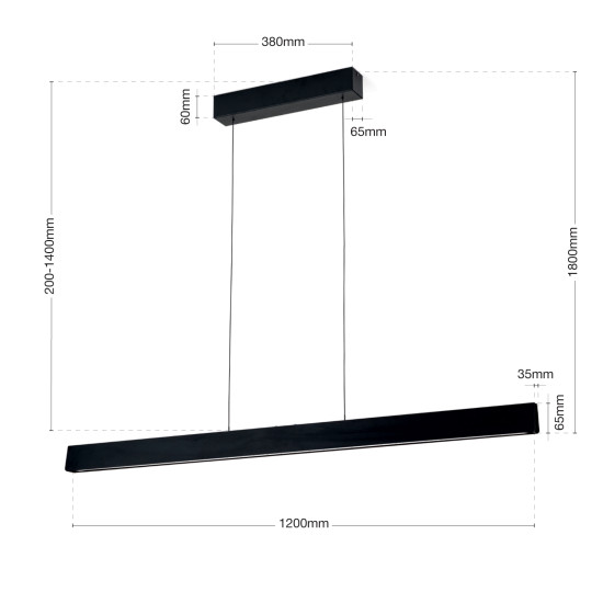 Orion Tara fekete LED függesztett lámpa (ORI-HL 6-1716/120_BL) LED 2 izzós IP20