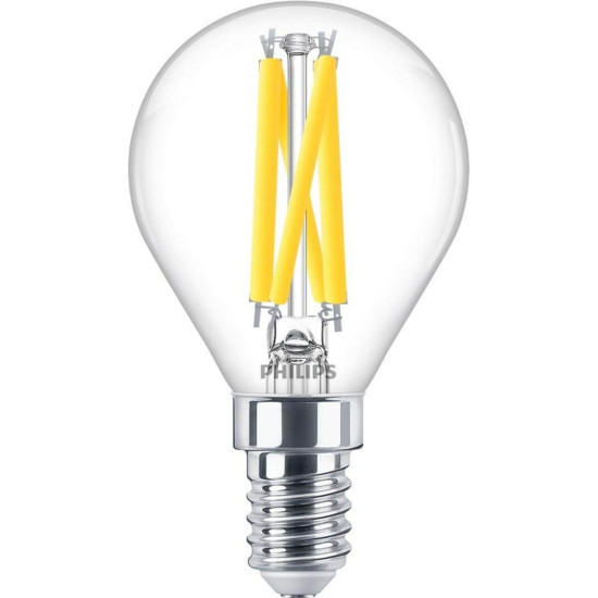 Philips E14 LED izzó 5,9W fényerőszabályozható kisgömb dekor - 60W-ot kiváltó átlátszó fényerőszabályozható filament LED izzó (PHI-9290030141) E14