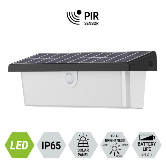 Prezent Alea fekete napelemes LED kültéri fali lámpa (PRE-65282) LED 1 izzós IP65