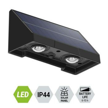 Prezent Muse fekete napelemes LED kültéri fali lámpa (PRE-65281) LED 1 izzós IP44