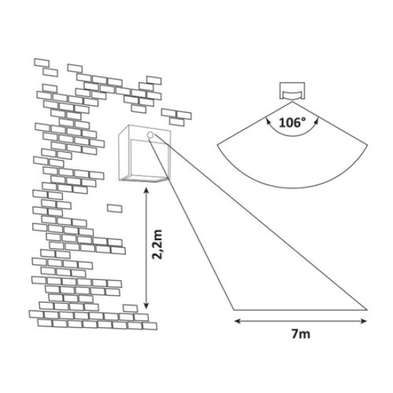 Rábalux Balimo matt fekete-fehér LED kültéri mozgásérzékelős fali lámpa (RAB-7478) LED 1 izzós IP44