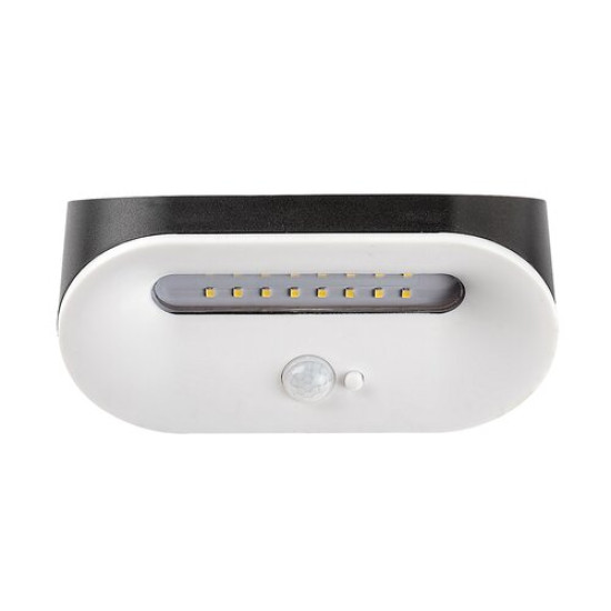 Rábalux Brezno fekete-fehér LED kültéri napelemes mozgásérzékelős fali lámpa (RAB-77006) LED 1 izzós IP44