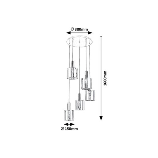 Rábalux Donati króm-füstszínű függesztett lámpa (RAB-5251) E27 5 izzós IP20