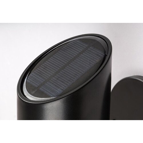 Rábalux Lutto fekete-fehér LED kültéri napelemes mozgásérzékelős falikar (RAB-77030) LED 1 izzós IP44