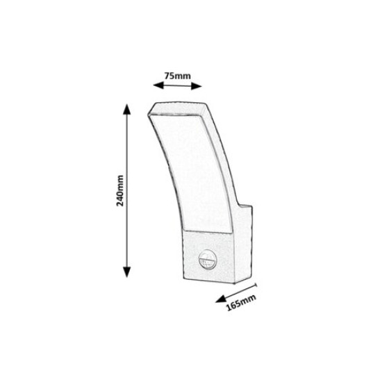 Rábalux Palanga antracit-fehér LED kültéri mozgásérzékelős falikar (RAB-7505) LED 1 izzós IP44