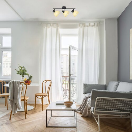 Rábalux Rattan fekete-natúr mennyezeti lámpa (RAB-3135) E14 3 izzós IP20
