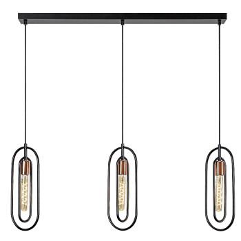 Rábalux Rovier matt fekete függesztett lámpa (RAB-72264) E27 3 izzós IP20