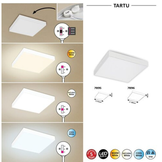Rábalux Tartu matt fehér LED kültéri mennyezeti lámpa (RAB-7895) LED 1 izzós IP44