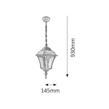 Rábalux Toscana antik ezüst kültéri függesztett lámpa (RAB-8399) E27 1 izzós IP43