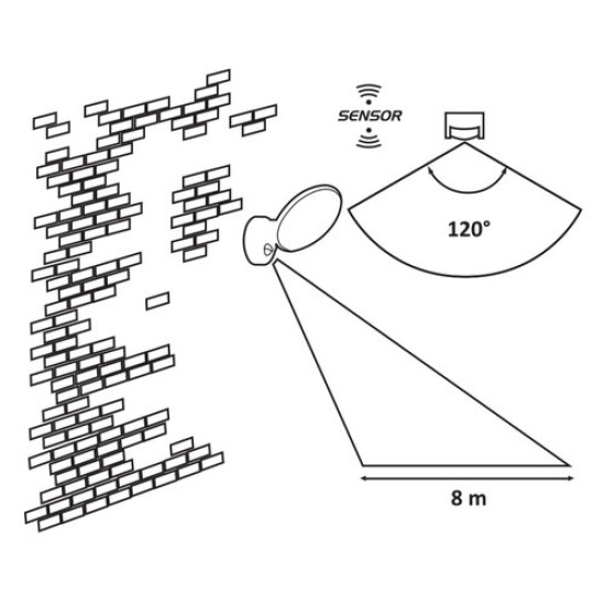 Rábalux Varna fekete-fehér LED kültéri mozgásérzékelős falikar (RAB-8135) LED 1 izzós IP54