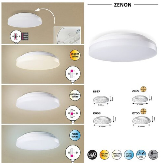Rábalux Zenon fehér LED kültéri mozgásérzékelős mennyezeti lámpa (RAB-2699) LED 1 izzós IP54