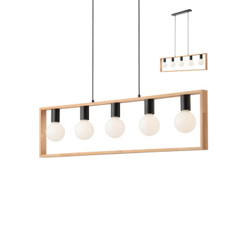 Redo Smarter Timber fekete-barna függesztett lámpa (RED-01-1666) E27 5 izzós IP20
