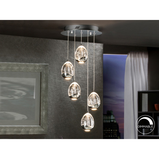 SCHULLER ROCÍO króm LED függesztett lámpa (SCH-783517) LED 5 izzós IP20