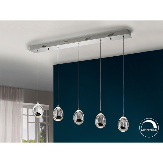 SCHULLER ROCÍO króm LED függesztett lámpa (SCH-783618) LED 5 izzós IP20