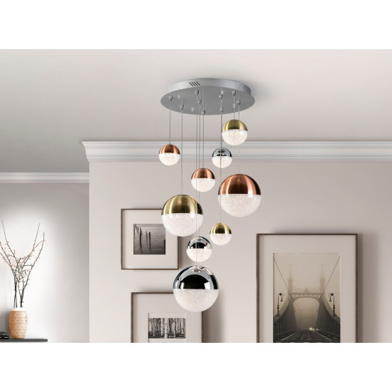 SCHULLER SPHERE réz-króm LED függesztett lámpa (SCH-793091B) LED 9 izzós IP20