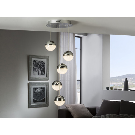 SCHULLER SPHERE króm LED függesztett lámpa (SCH-793523) LED 5 izzós IP20