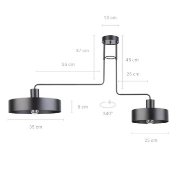 Sigma Vasco fekete mennyezeti lámpa (SIG-31551) E27 2 izzós IP20