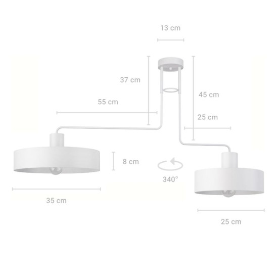 Sigma Vasco fehér mennyezeti lámpa (SIG-31552) E27 2 izzós IP20