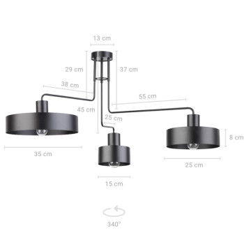 Sigma Vasco fekete mennyezeti lámpa (SIG-31553) E27 3 izzós IP20
