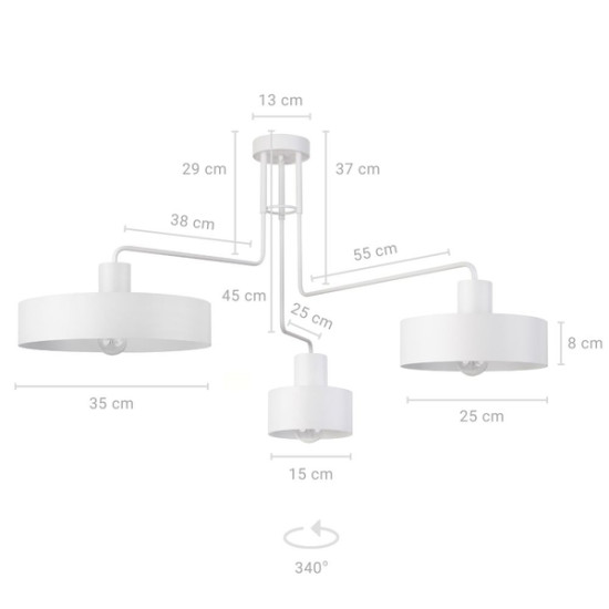 Sigma Vasco fehér mennyezeti lámpa (SIG-31554) E27 3 izzós IP20