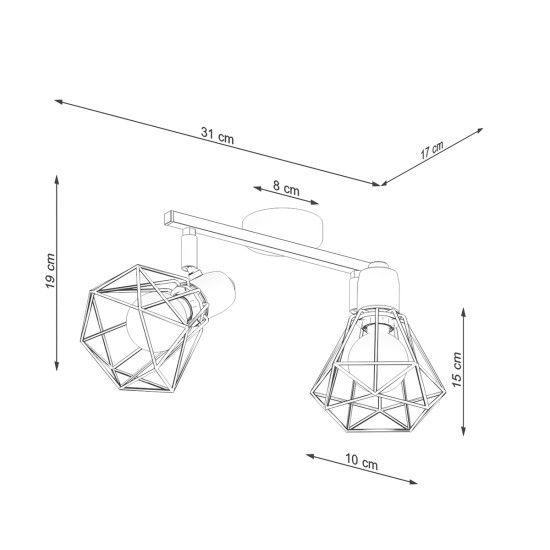 Sollux Artemis 2 fekete mennyezeti lámpa (SOL-SL.1106) E14 2 izzós IP20