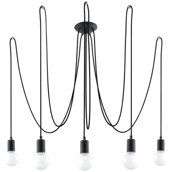 Sollux Edison 5 fekete csillár (SOL-SL.0371) E27 5 izzós IP20