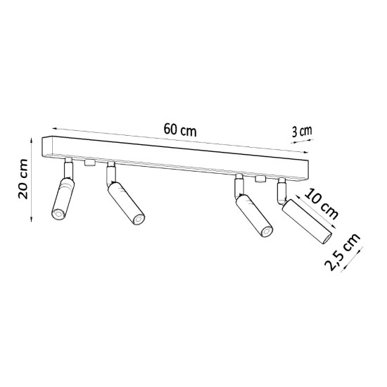 Sollux Eyetech 4 fekete mennyezeti lámpa (SOL-SL.0900) G9 4 izzós IP20