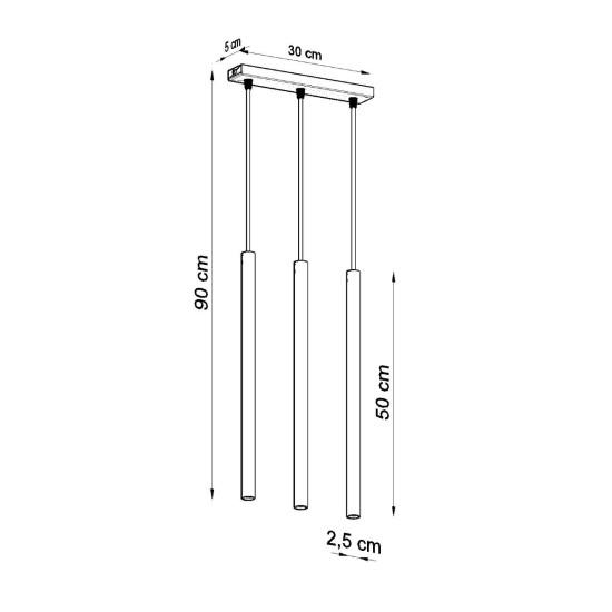 Sollux Pastelo 3 fekete függesztett lámpa (SOL-SL.0470) G9 3 izzós IP20