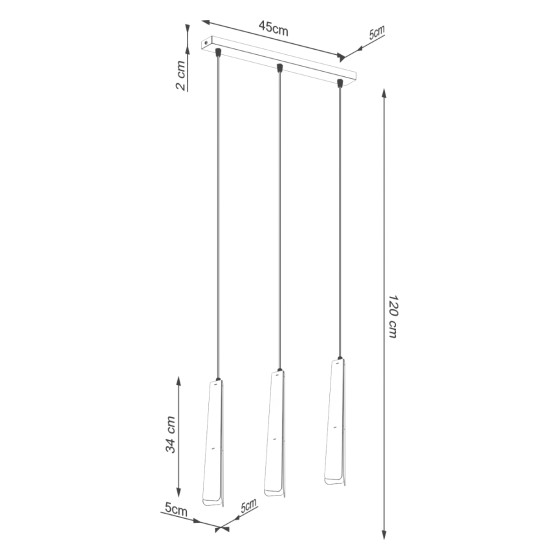Sollux Prysm 3L fekete függesztett lámpa (SOL-SL.1402) G9 3 izzós IP20