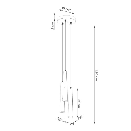 Sollux Prysm 3P fekete függesztett lámpa (SOL-SL.1401) G9 3 izzós IP20