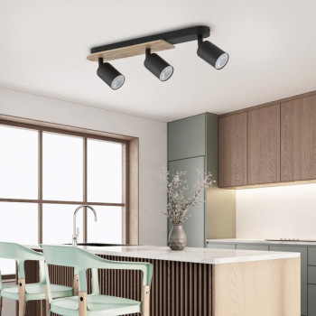 TK Lighting Cover Wood fekete-barna mennyezeti spotlámpa (TK-4675) GU10 3 izzós IP20