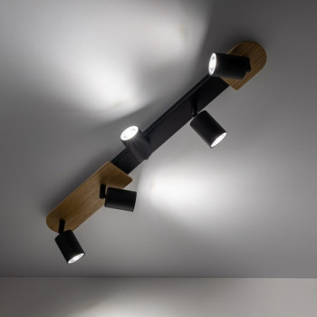 TK Lighting Cover Wood fekete-barna mennyezeti spotlámpa (TK-5777) GU10 5 izzós IP20